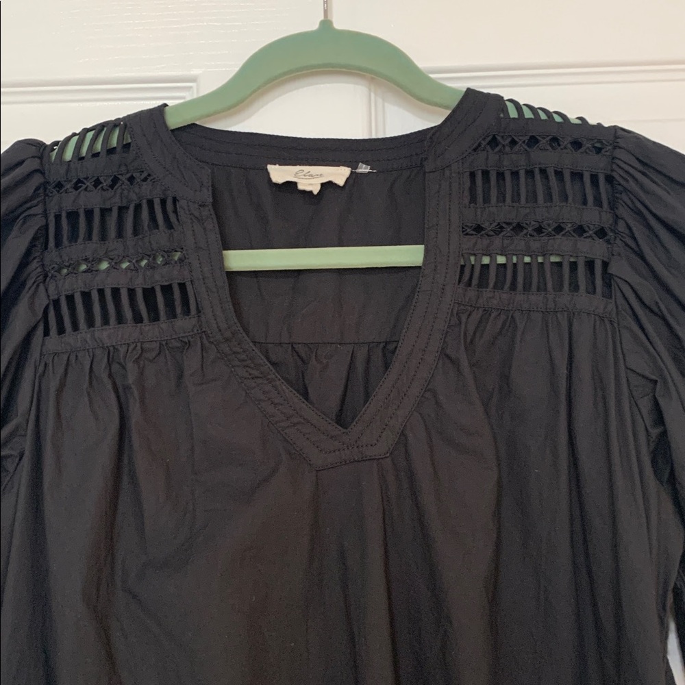 Elan Black V-Neck Puff Sleeve Mini Dress Coastal Cowgirl